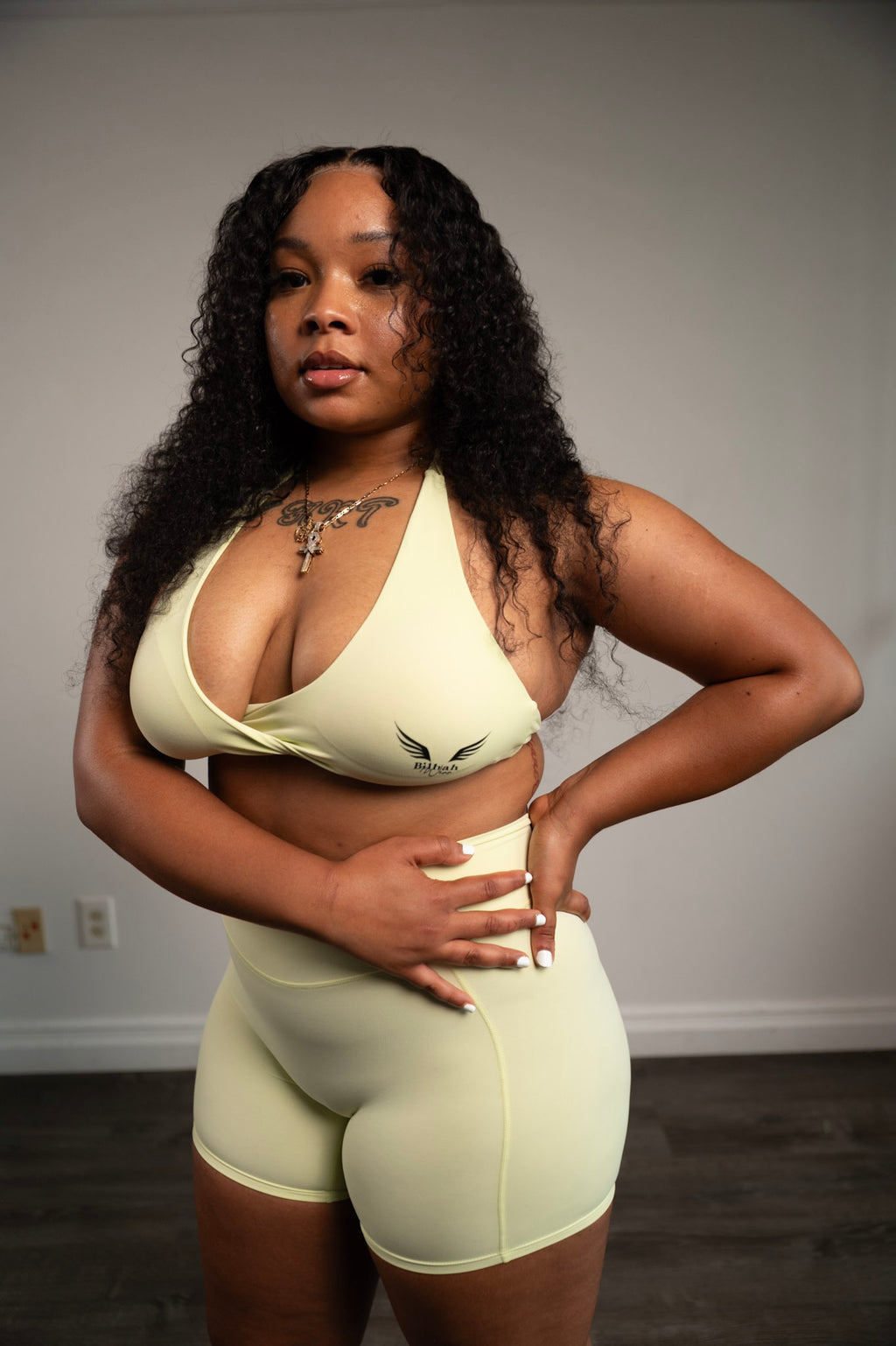 Bilhah Neon Green shorts set