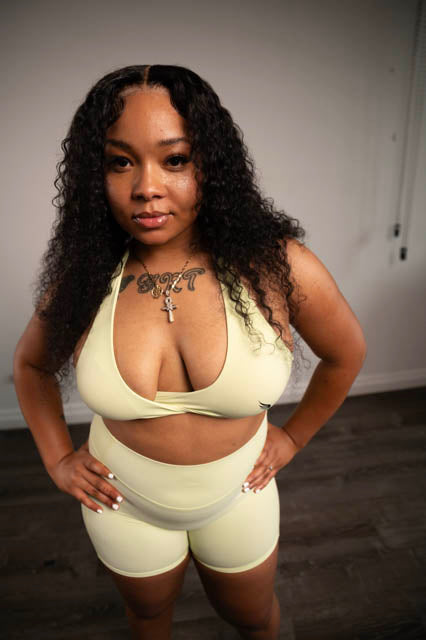 Bilhah Neon Green shorts set